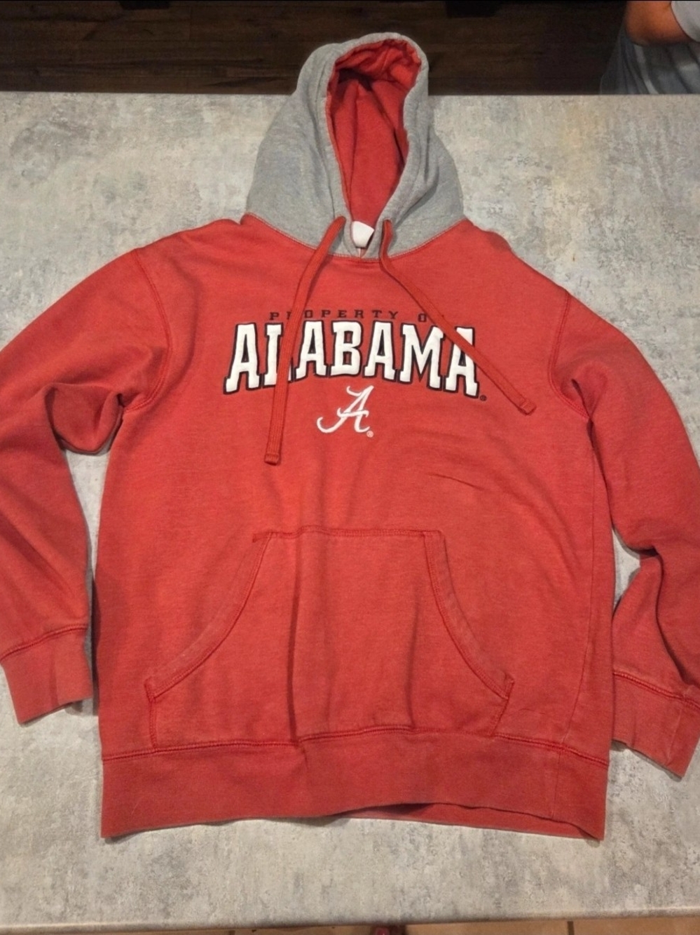 Alabama Men's Red Pullover Hoodie with Gray Hood